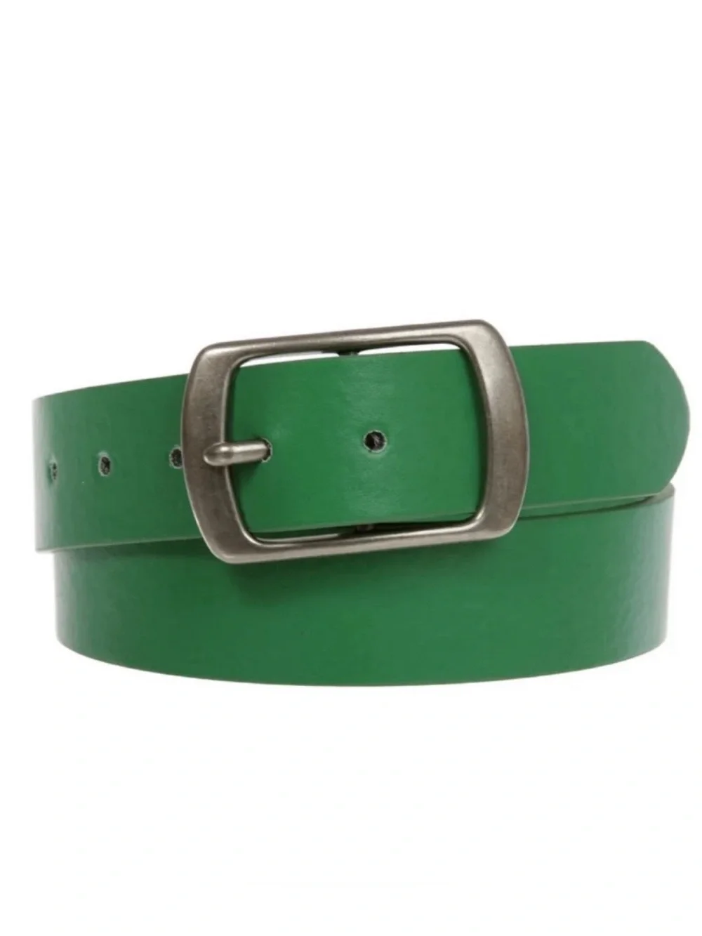 Women’s Green Casual PU Leather Belt With Square Single Prong Buckle